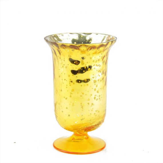 5.5" Decorative Yellow and Silver Mercury Glass Votive Candle Holder